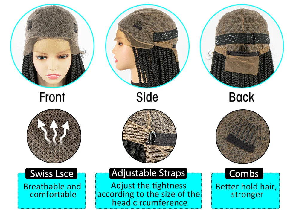 36" Knotless Box Braid Full Lace Wig | Synthetic | Black Women