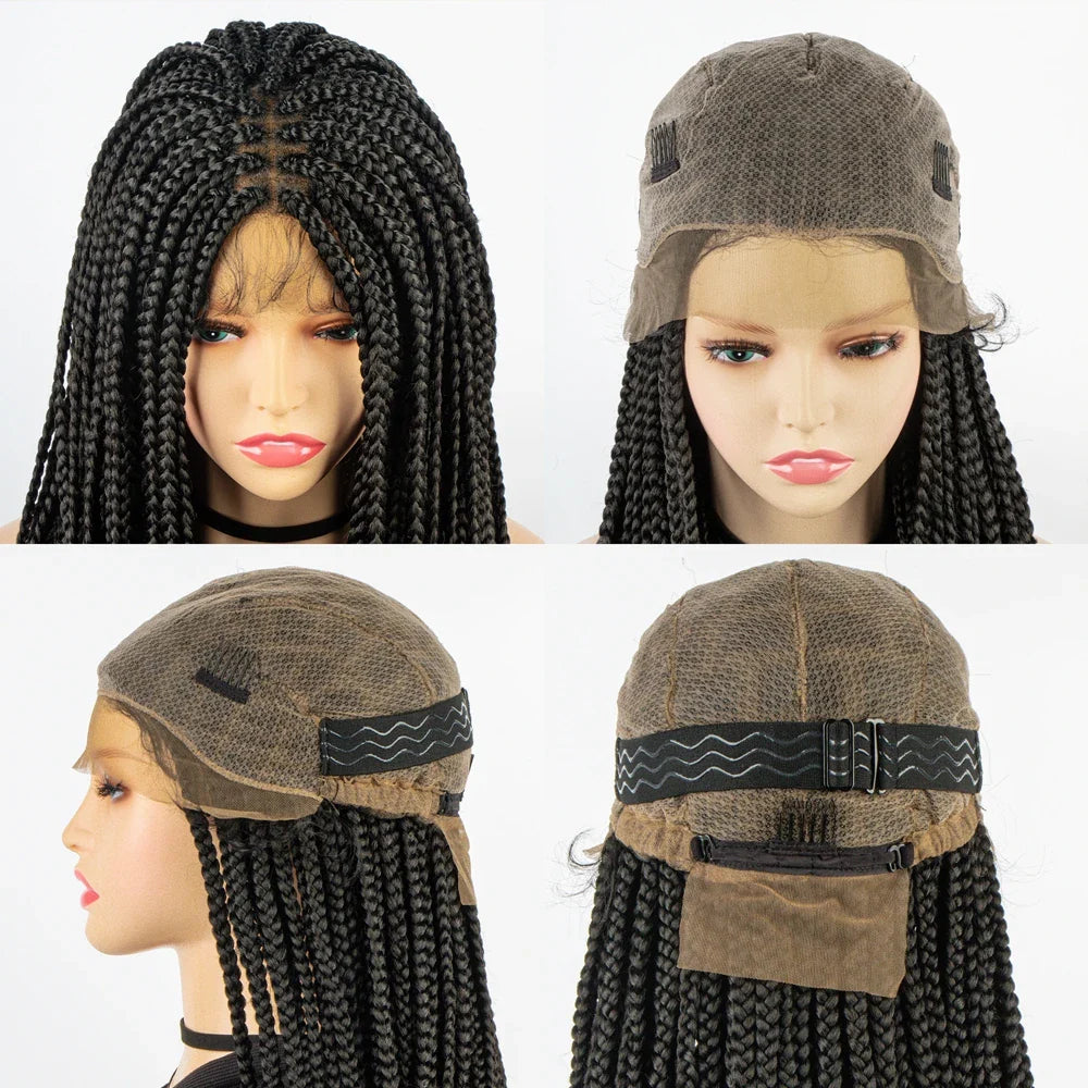 36" Knotless Box Braid Full Lace Wig | Synthetic | Black Women