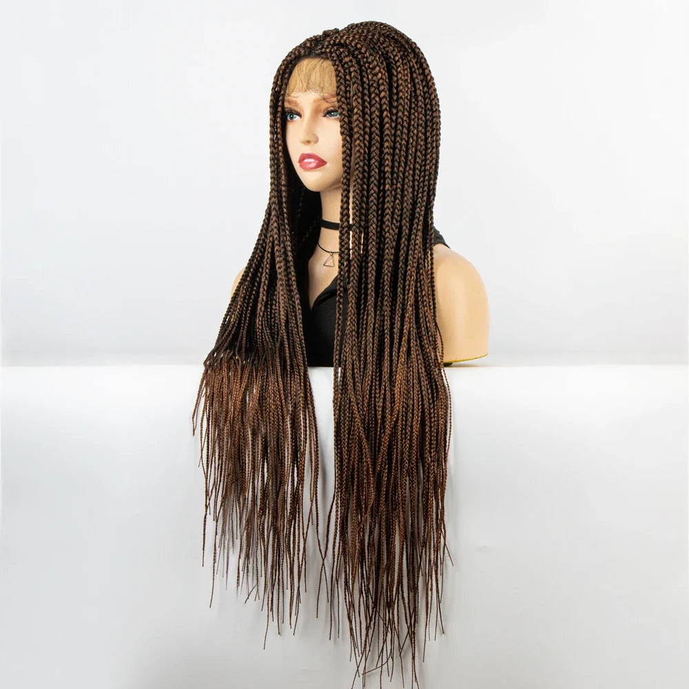 36" Knotless Box Braid Full Lace Wig | Synthetic | Black Women