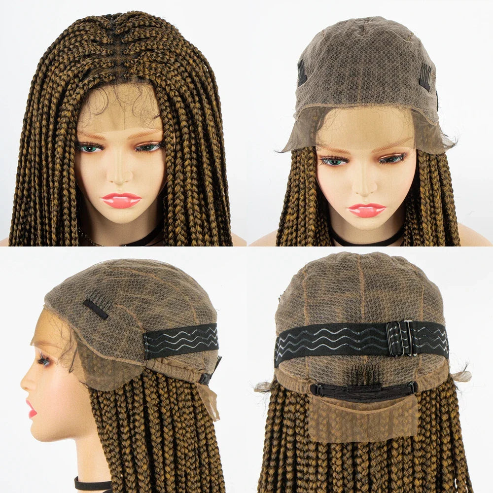 36" Knotless Box Braid Full Lace Wig | Synthetic | Black Women