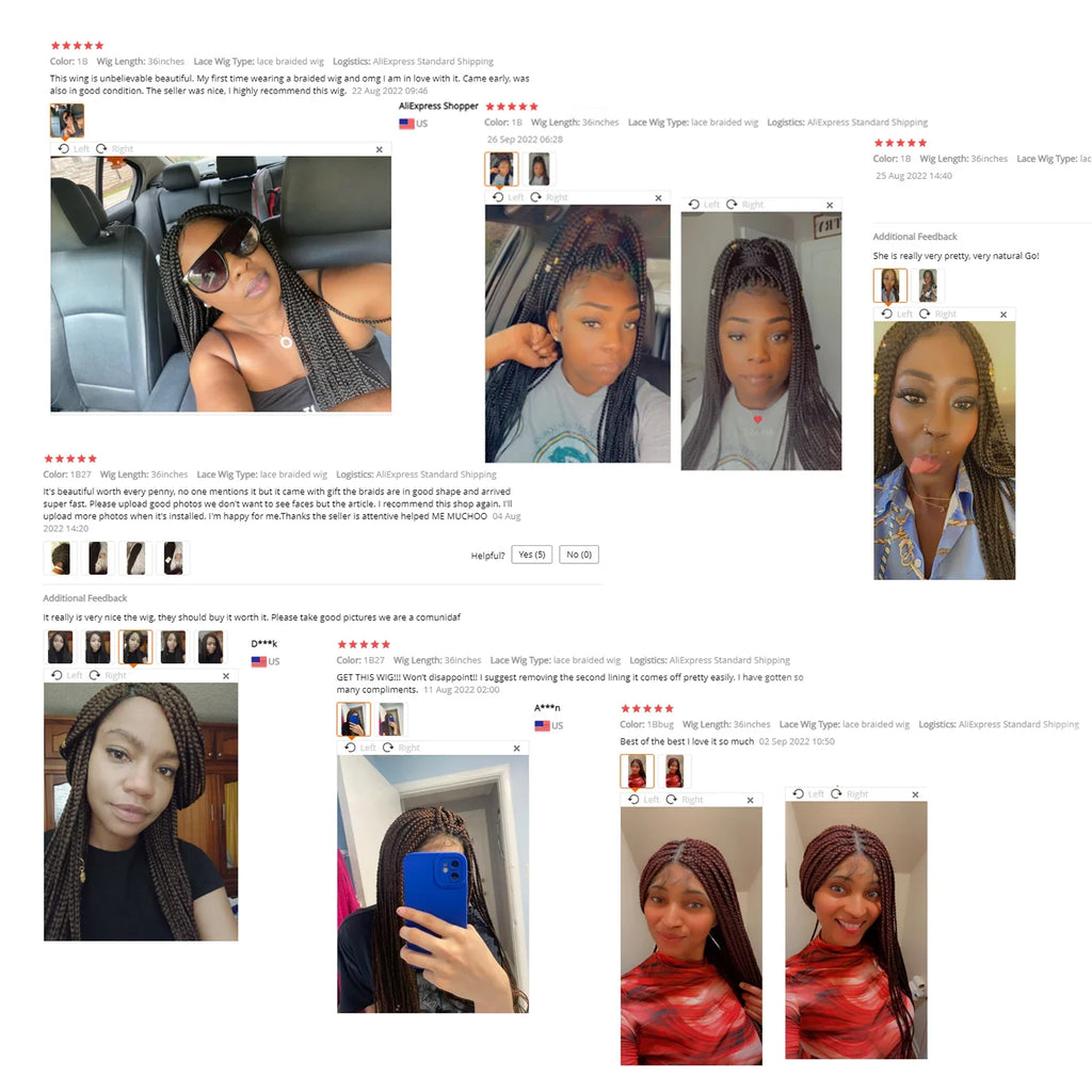 36" Knotless Box Braid Full Lace Wig | Synthetic | Black Women