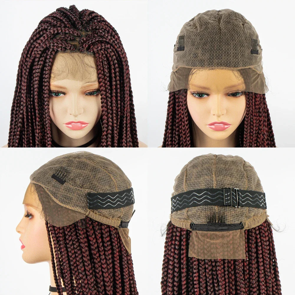 36" Knotless Box Braid Full Lace Wig | Synthetic | Black Women