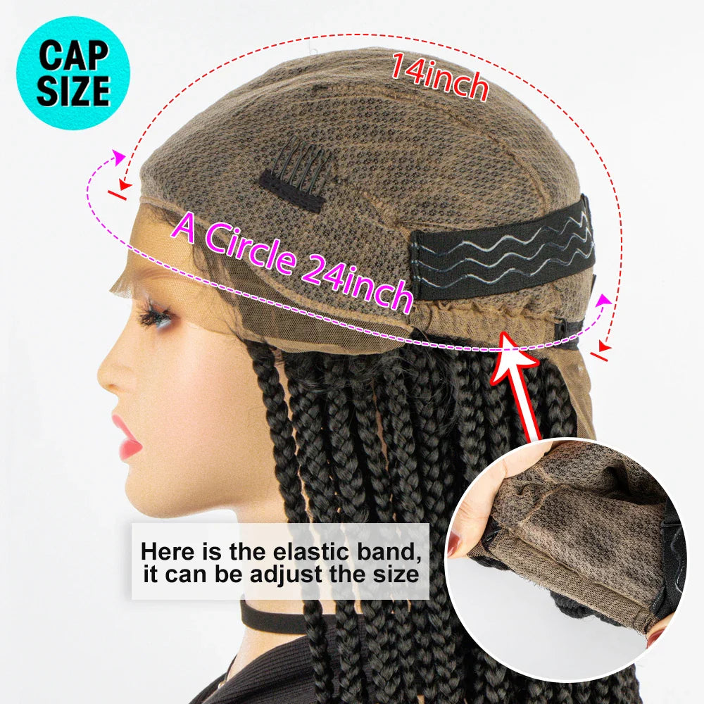 36" Knotless Box Braid Full Lace Wig | Synthetic | Black Women