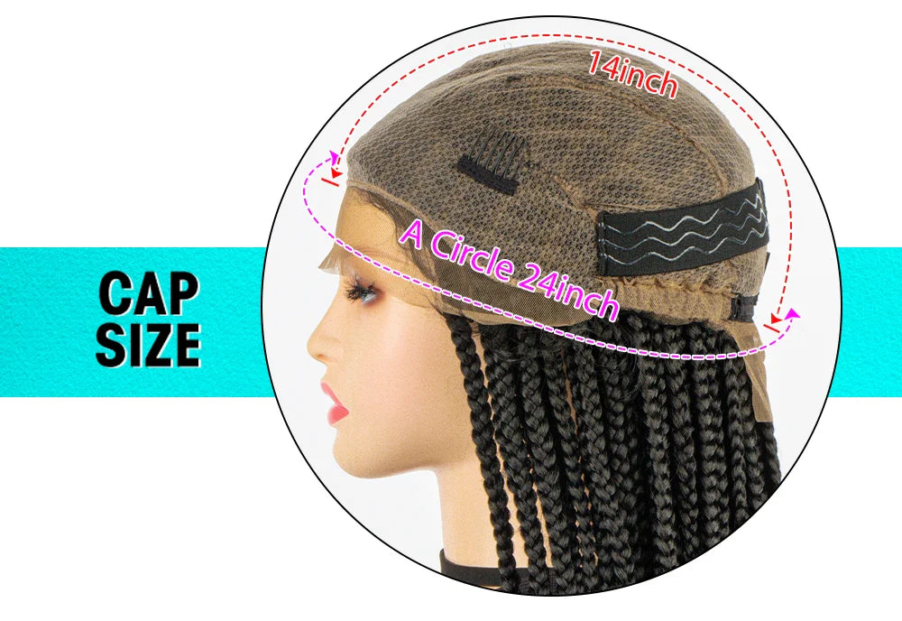 36" Knotless Box Braid Full Lace Wig | Synthetic | Black Women