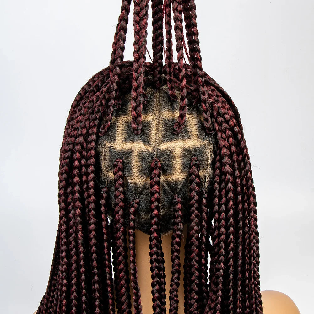 36" Knotless Box Braid Full Lace Wig | Synthetic | Black Women