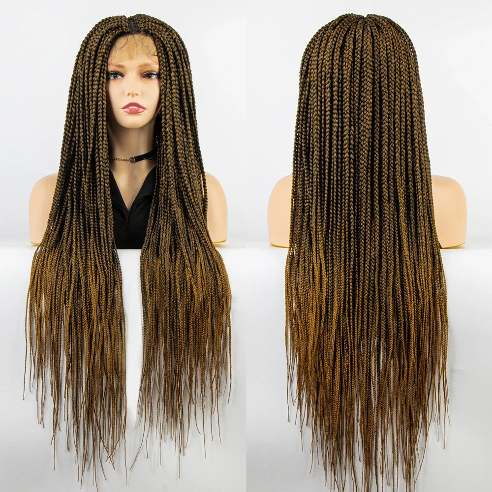 36" Knotless Box Braid Full Lace Wig | Synthetic | Black Women