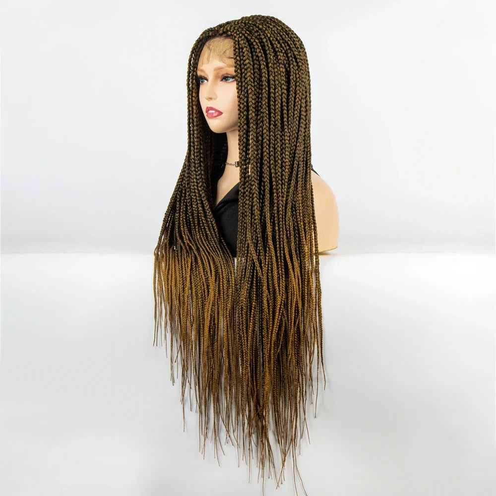 36" Knotless Box Braid Full Lace Wig | Synthetic | Black Women