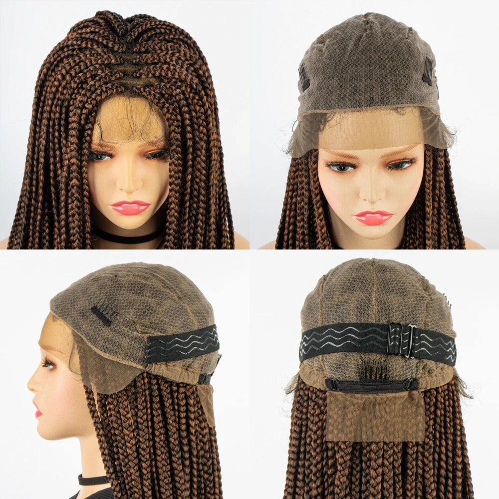 36" Knotless Box Braid Full Lace Wig | Synthetic | Black Women