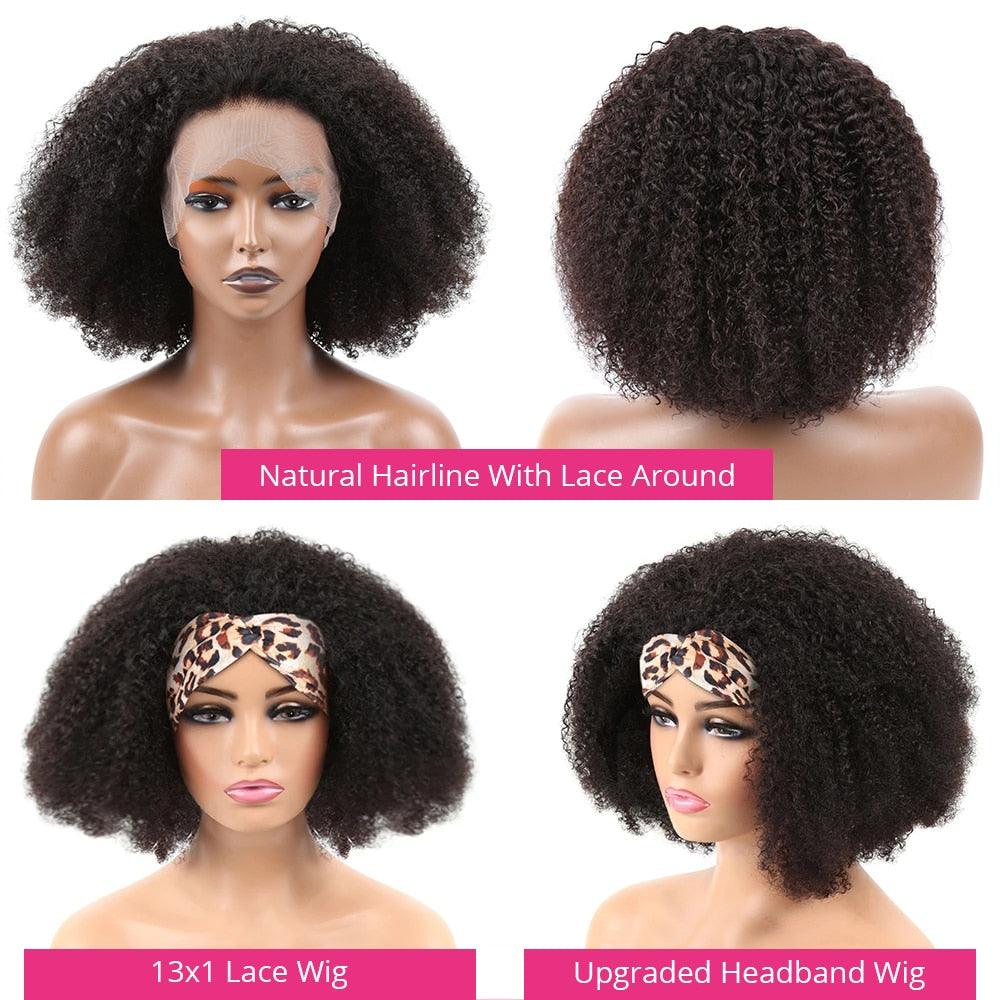 Afro Kinky Curly Bob Wig | T-Part Transparent Lace | Human Hair