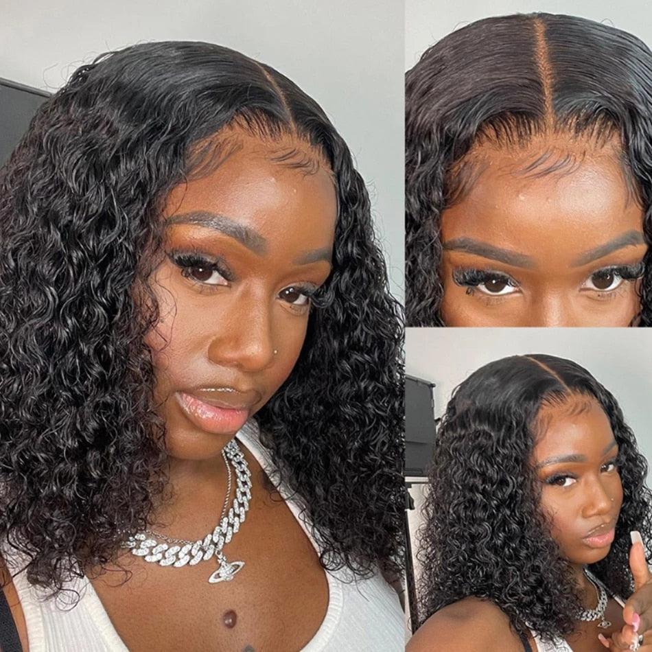 Short Curly Bob Lace Front Wig | Deep Wave | Brazilian Human Hair