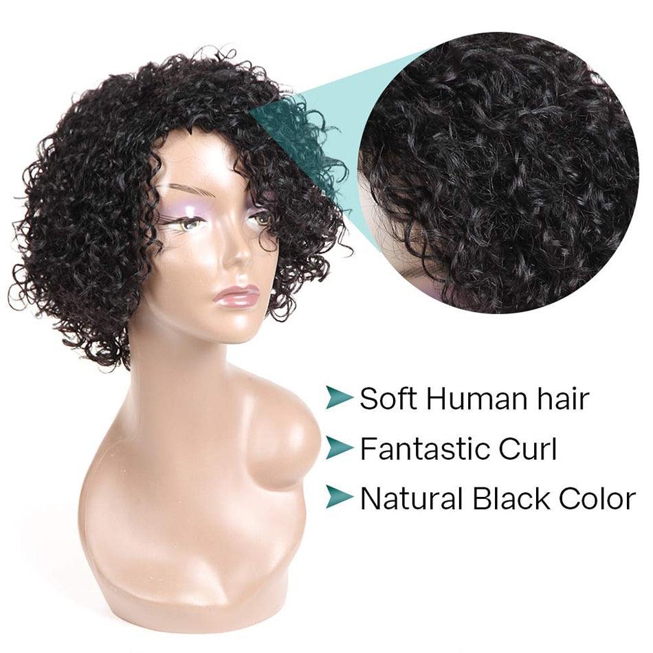 Short Kinky Curly Pixie Cut Wig | No Lace | Brazilian Human Hair