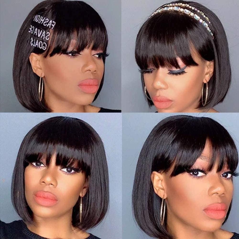 Straight Bob Wig With Bangs | Brazilian Human Hair | For Black Women