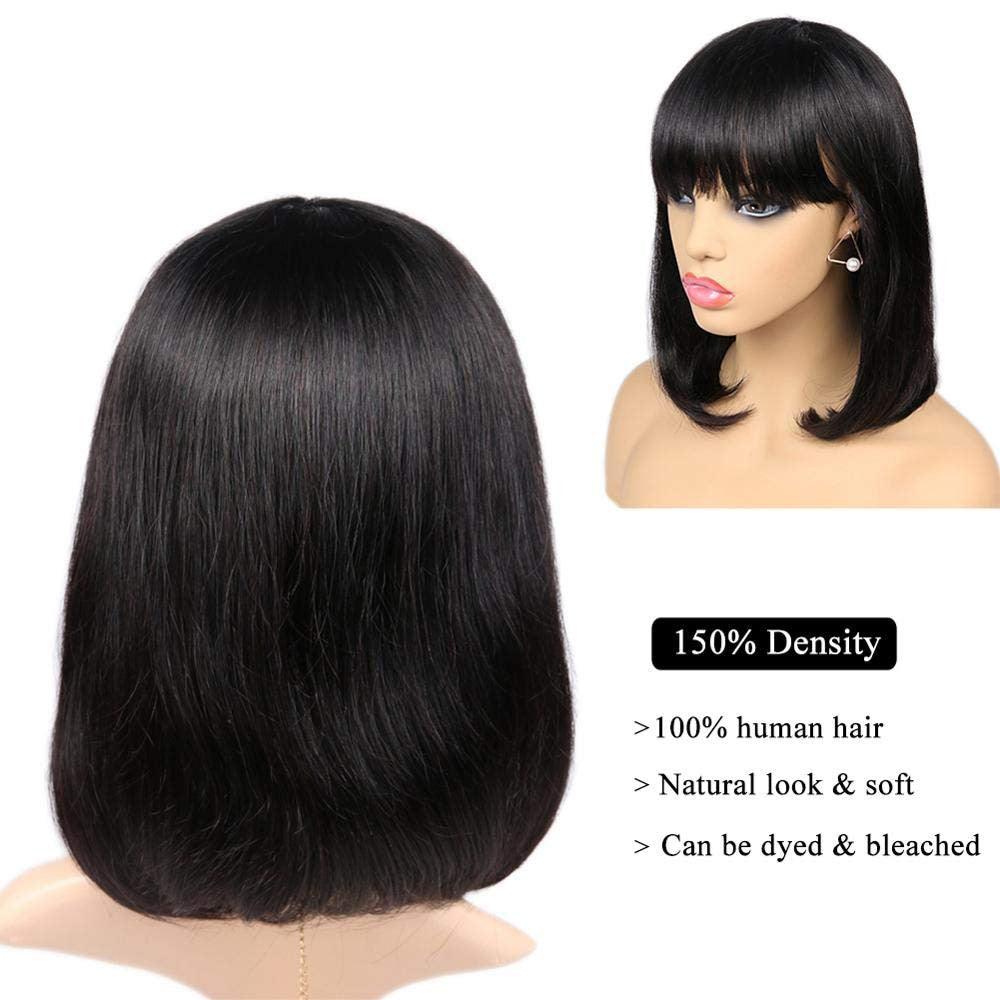 Straight Bob Wig With Bangs | Brazilian Human Hair | For Black Women